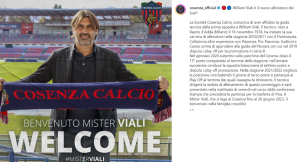 SERIE B – Il Cosenza ha scelto il suo nuovo allenatore: è William Viali